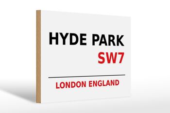 Panneau en bois Londres 30x20cm Angleterre Hyde Park SW7 1