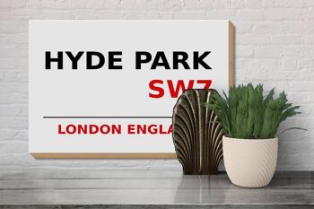 Panneau en bois Londres 30x20cm Angleterre Hyde Park SW7 3