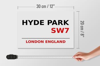 Panneau en bois Londres 30x20cm Angleterre Hyde Park SW7 4