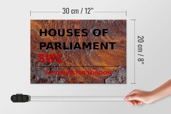 Panneau en bois Londres 30x20cm Houses of Parliament SW1 Rouille 4