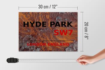 Panneau en bois Londres 30x20cm Angleterre Hyde Park SW7 Rouille 4