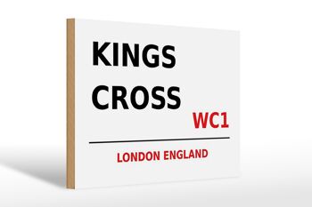 Panneau en bois Londres 30x20cm Angleterre Kings Cross WC1 1