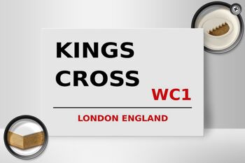 Panneau en bois Londres 30x20cm Angleterre Kings Cross WC1 2