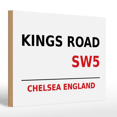 Cartel de madera Londres 30x20cm Inglaterra Chelsea Kings Road SW5