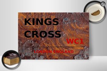 Panneau en bois Londres 30x20cm Angleterre Kings Cross WC1 Rouille 2