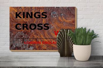 Panneau en bois Londres 30x20cm Angleterre Kings Cross WC1 Rouille 3