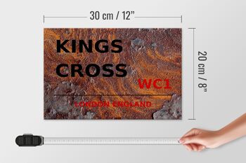 Panneau en bois Londres 30x20cm Angleterre Kings Cross WC1 Rouille 4