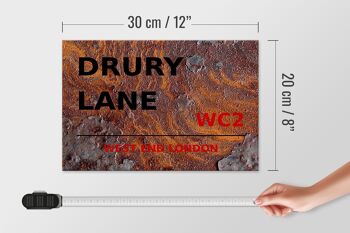 Panneau en bois Londres 30x20cm extrémité ouest Drury Lane WC2 Rouille 4