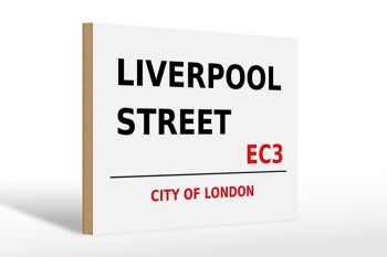 Panneau en bois Londres 30x20cm City Liverpool Street EC3 1
