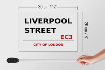 Panneau en bois Londres 30x20cm City Liverpool Street EC3 4