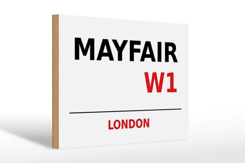 Holzschild London 30x20cm Mayfair W1 Wanddeko