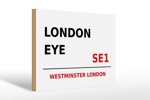 Holzschild London 30x20cm Westminster London Eye SE1