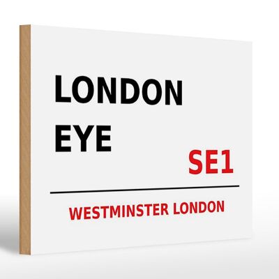 Cartello in legno Londra 30x20 cm Westminster London Eye SE1