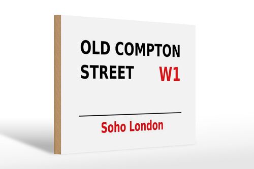 Holzschild London 30x20cm Soho Old Compton Street W1