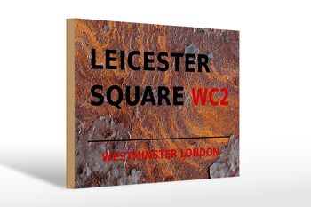Panneau en bois Londres 30x20cm Westminster Leicester Square WC2 rouille 1