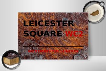 Panneau en bois Londres 30x20cm Westminster Leicester Square WC2 rouille 2