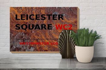 Panneau en bois Londres 30x20cm Westminster Leicester Square WC2 rouille 3