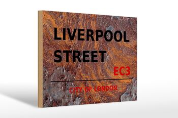 Panneau en bois Londres 30x20cm City Liverpool Street EC3 Rouille 1