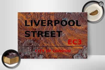 Panneau en bois Londres 30x20cm City Liverpool Street EC3 Rouille 2