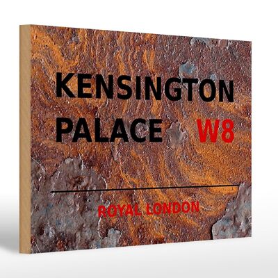Cartello in legno Londra 30x20 cm Royal Kensington Palace W8 Ruggine