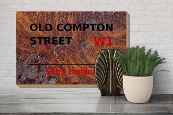 Panneau en bois Londres 30x20cm Soho Old Compton Street W1 Rouille 3