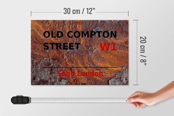 Panneau en bois Londres 30x20cm Soho Old Compton Street W1 Rouille 4