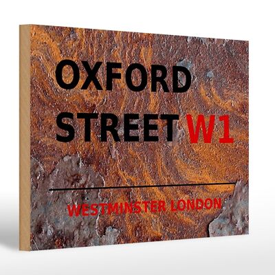 Holzschild London 30x20cm Westminster Oxford Street W1 rost