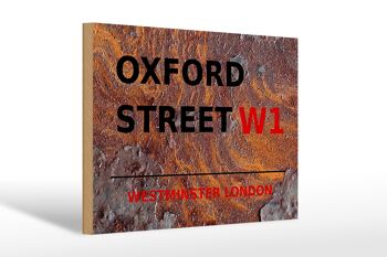 Panneau en bois Londres 30x20cm Westminster Oxford Street W1 rouille 1