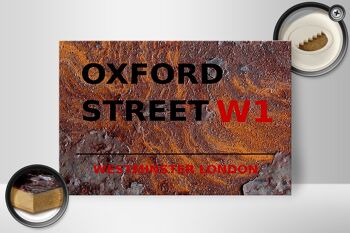 Panneau en bois Londres 30x20cm Westminster Oxford Street W1 rouille 2