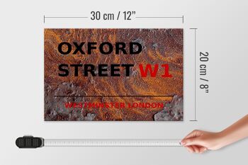 Panneau en bois Londres 30x20cm Westminster Oxford Street W1 rouille 4