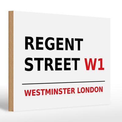 Cartello in legno Londra 30x20 cm Westminster Regent Street W1