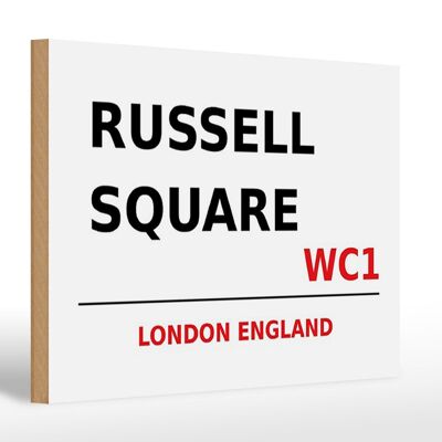 Cartello in legno Londra 30x20 cm Inghilterra Russell Square WC1