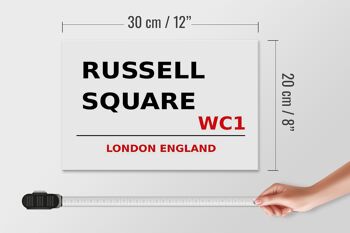 Panneau en bois Londres 30x20cm Angleterre Russell Square WC1 4