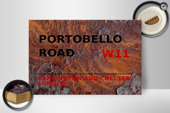 Panneau en bois Londres 30x20cm Portobello Road W11 Kensington rouille 2