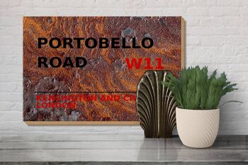 Panneau en bois Londres 30x20cm Portobello Road W11 Kensington rouille 3