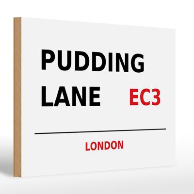 Holzschild London 30x20cm Pudding Lane EC3 Wanddeko