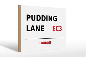 Panneau en bois Londres 30x20cm Pudding Lane EC3 décoration murale 1