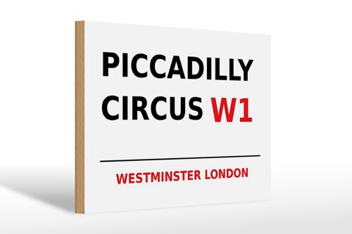 Holzschild London 30x20cm Westminster Piccadilly Circus W1