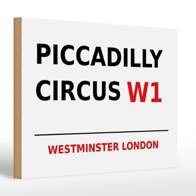 Holzschild London 30x20cm Westminster Piccadilly Circus W1