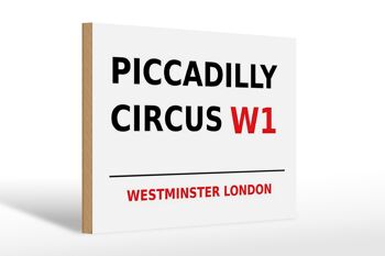 Panneau en bois Londres 30x20cm Westminster Piccadilly Circus W1 1