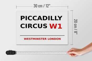 Panneau en bois Londres 30x20cm Westminster Piccadilly Circus W1 4
