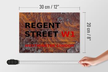 Panneau en bois Londres 30x20cm Westminster Regent Street W1 rouille 4