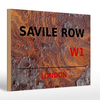 Cartello in legno Londra 30x20 cm Savile Row W1 regalo ruggine