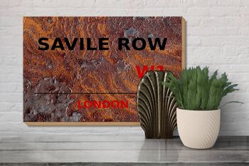 Panneau en bois Londres 30x20cm Savile Row W1 cadeau rouille 3