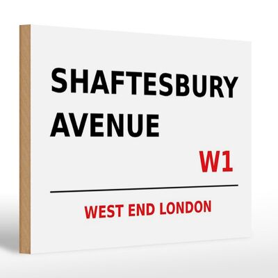 Cartello in legno Londra 30x20 cm West End Shaftesbury Avenue W1