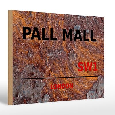 Panneau en bois Londres 30x20cm Pall Mall SW1 décoration murale rouille