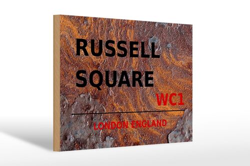 Holzschild London 30x20cm England Russell Square WC1 Rost