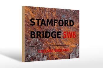 Panneau en bois Londres 30x20cm Angleterre Stamford Bridge SW6 Rouille 1