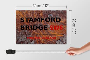 Panneau en bois Londres 30x20cm Angleterre Stamford Bridge SW6 Rouille 4