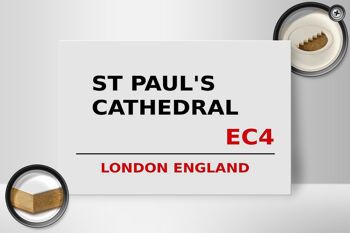 Panneau en bois Londres 30x20cm Angleterre Cathédrale St Paul EC4 2